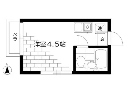 コスモハイムA棟(ワンルーム/2階)の間取り写真