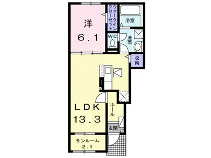 プルミエール手屋IV(1LDK/1階)の間取り写真