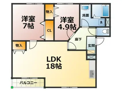 マンションCATS EYEII(2LDK/3階)の間取り写真