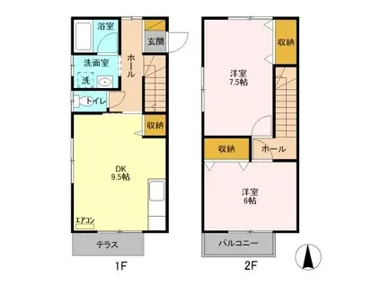 レピュート岡部 A(2DK/2階)の間取り写真