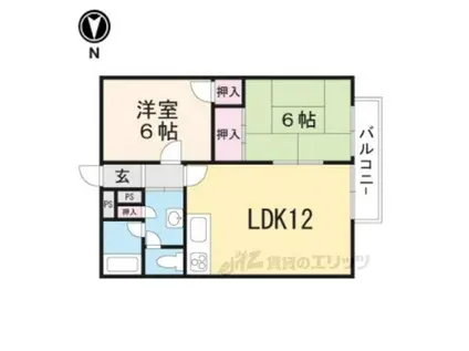 ＪＲ山陰本線 亀岡駅 徒歩25分 2階建 築31年(2LDK/1階)の間取り写真