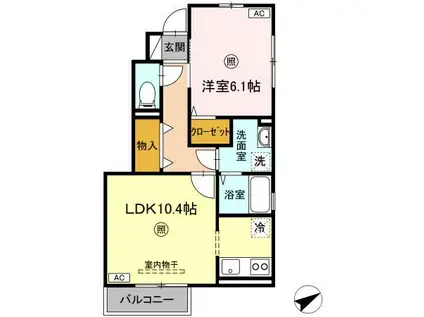 D-ROOM VIOS(1LDK/1階)の間取り写真