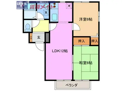 アーバンスクエアC(2LDK/2階)の間取り写真