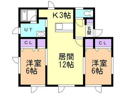 朝日ハイツ(2LDK/2階)の間取り写真