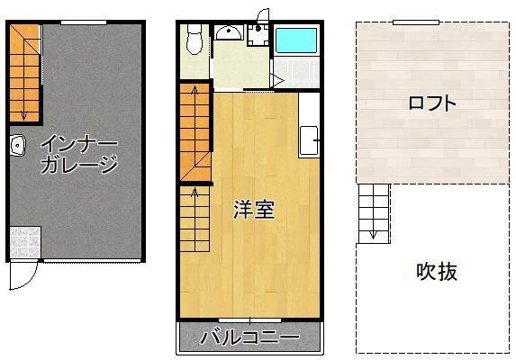 ガレージハウス旭台(ワンルーム/1階)の間取り写真