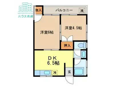 ノインヒル・カネガエ(2DK/3階)の間取り写真