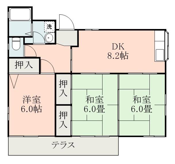 エステートK(3DK/1階)の間取り写真