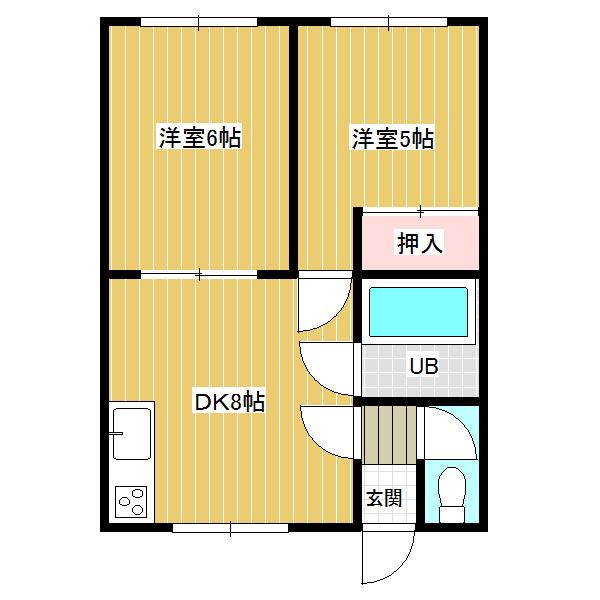 コーポ西町(2DK/2階)の間取り写真