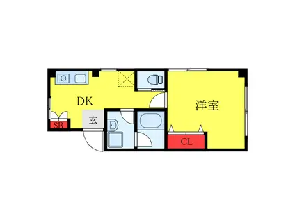 ライト・ヴィレッヂ(1DK/1階)の間取り写真