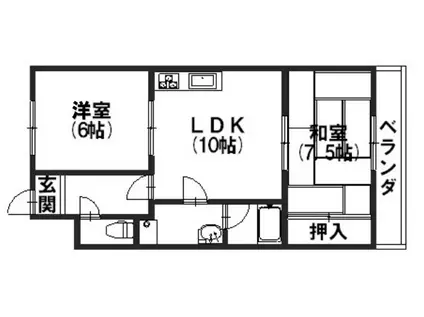 シャルム円山(2LDK/2階)の間取り写真