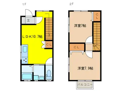 フェニックスハイツ大和(2LDK/1階)の間取り写真
