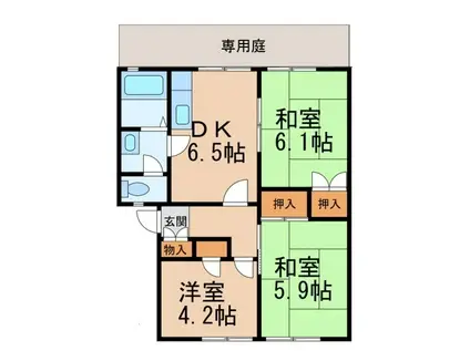 ディアスミレット(3DK/1階)の間取り写真