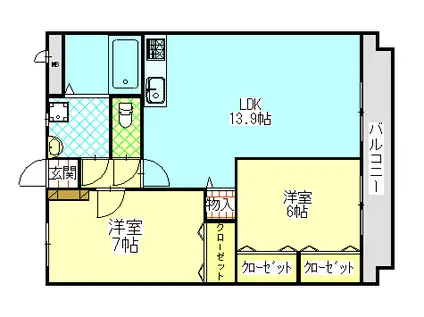 ユーミー光II(2LDK/3階)の間取り写真