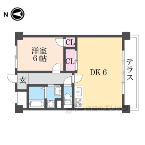 エルベくずは並木(1LDK/1階)の間取り写真
