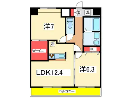 グレイスハイツ東中通タワー(2LDK/13階)の間取り写真