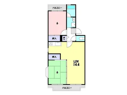 パレロワジール昇仙峡(2LDK/1階)の間取り写真