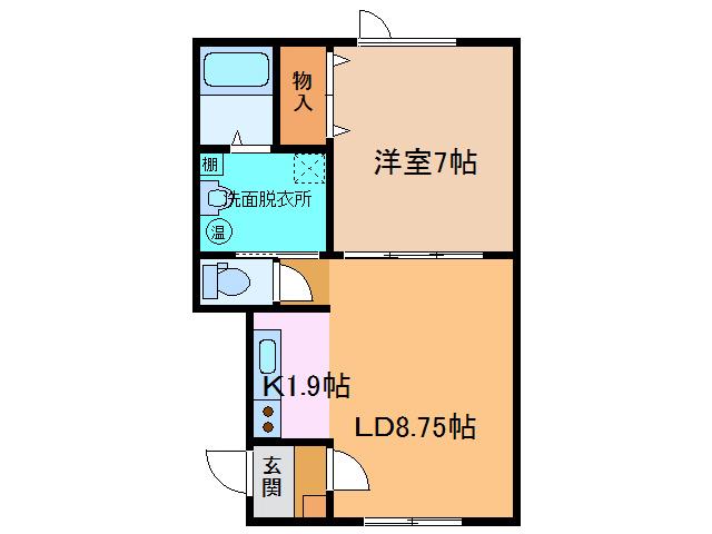 PEACE(1LDK/1階)の間取り写真