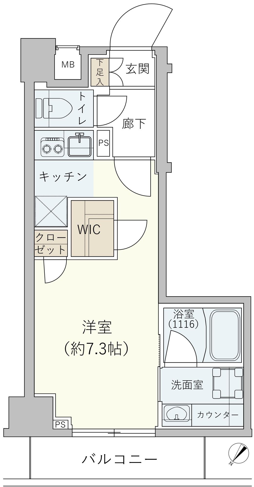AXAS文京千駄木(1K/2階)の間取り写真