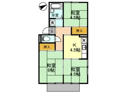 ピュアハイム1(3DK/2階)の間取り写真