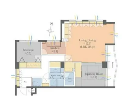 ドミール五番町(2LDK/12階)の間取り写真