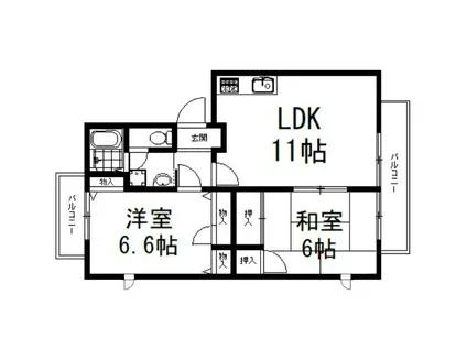 フェニックスヴィラI(2LDK/2階)の間取り写真