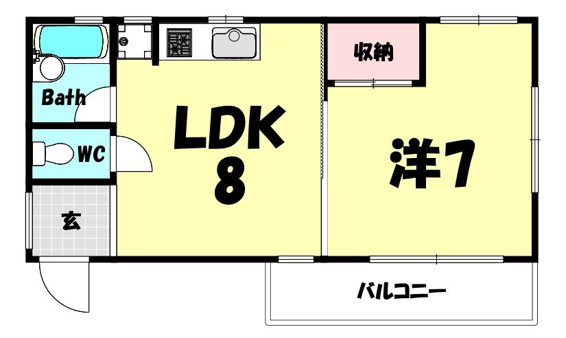 中野ハウス(1LDK/1階)の間取り写真