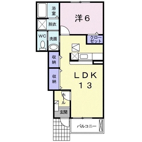 プレシャスコートK西浜(1LDK/1階)の間取り写真
