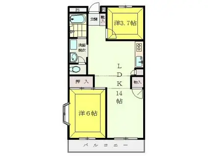 サバーブス根来(2LDK/1階)の間取り写真