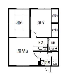 コーポ6.8A(2DK/2階)の間取り写真