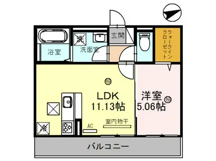 FLORIAII(1LDK/1階)の間取り写真