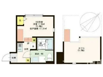 ロンプラジュ西加平(ワンルーム/2階)の間取り写真