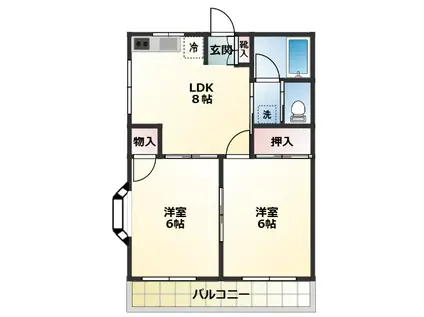 エレガント府中(2LDK/3階)の間取り写真