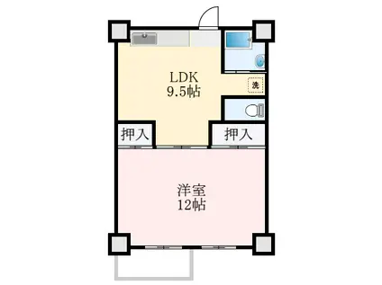 ビレッジハウス泉北栂タワー1号棟(1LDK/6階)の間取り写真