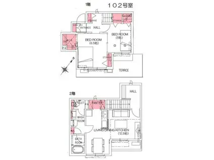 マグノリア代官山(2LDK/1階)の間取り写真