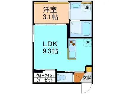 グローリー上関(1LDK/2階)の間取り写真
