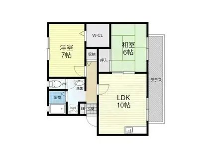 クレールヴィラ箕面(2LDK/1階)の間取り写真