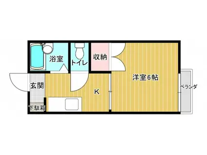 メゾンゆたか(1K/1階)の間取り写真