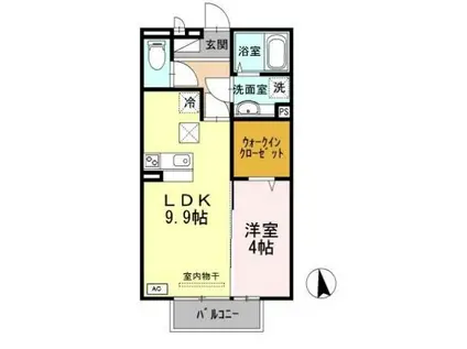 プレベール B棟(1LDK/1階)の間取り写真