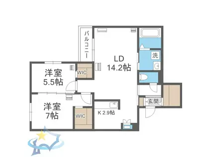 エフュート宮の沢(2LDK/4階)の間取り写真