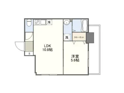 稲荷町Mマンション(1LDK/10階)の間取り写真