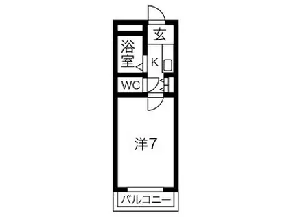 エバーグリーン明大寺(1K/2階)の間取り写真