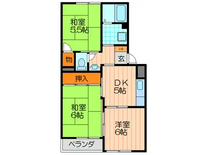 パステルハイツ(3DK/3階)の間取り写真