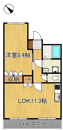 花みずき(1LDK/2階)の間取り写真