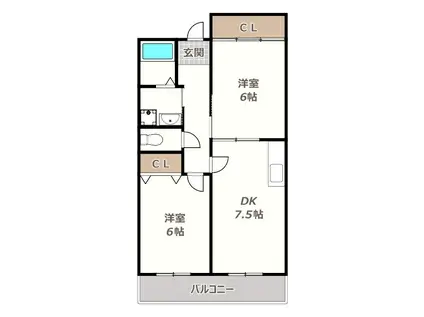 プラソーレ(2DK/2階)の間取り写真