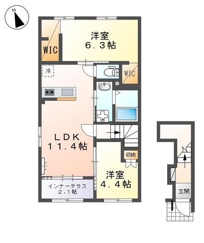 パドレ ムールトメスク(2LDK/2階)の間取り写真