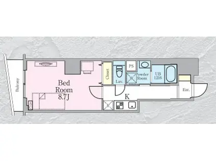 HAON(1K/8階)の間取り写真