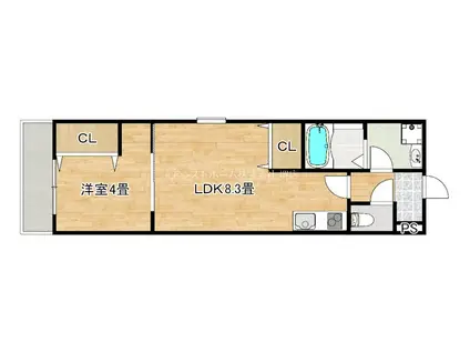 セジュール堺東(1LDK/2階)の間取り写真