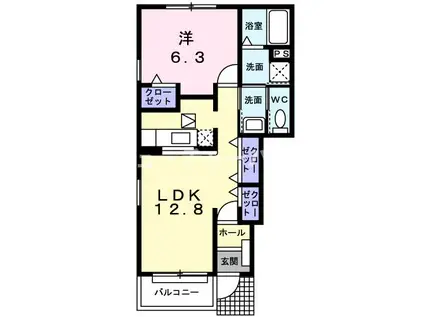 カーサセレーノ(1LDK/1階)の間取り写真