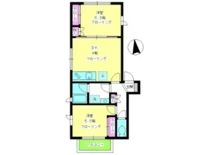 ドミール柿の木坂(2DK/2階)の間取り写真