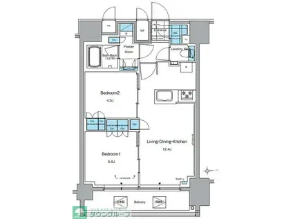ルフォンプログレ田原町(2LDK/12階)の間取り写真